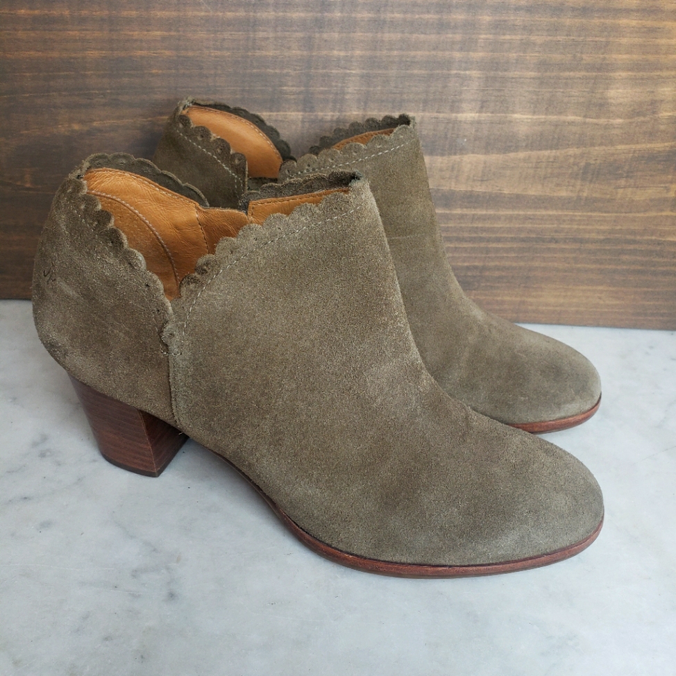 Jack Rogers Olive Womens Scalloped Edge Booties Size 7